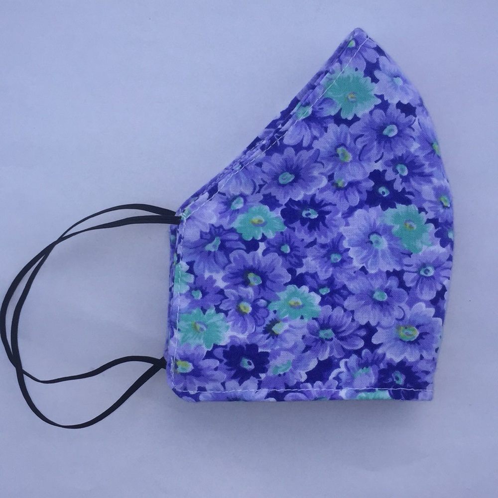 Blue and Purple Flower Print Mask